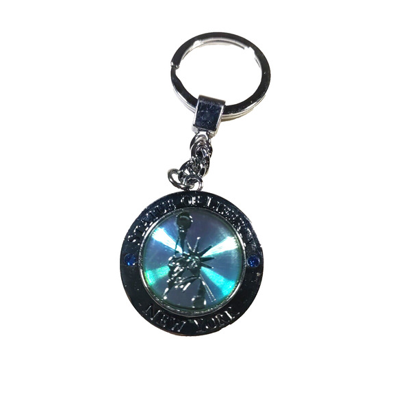Statue Of Liberty Spinner Blue Silver Tone Keychain - Picture 1 of 6